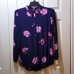 Joules navy shirt with pink flowers.